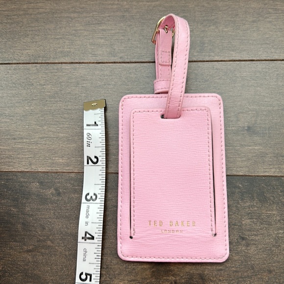 TED BAKER LONDON Pink Leather Luggage Tag, Travel Suitcase ID, 100% Authentic - Picture 8 of 9